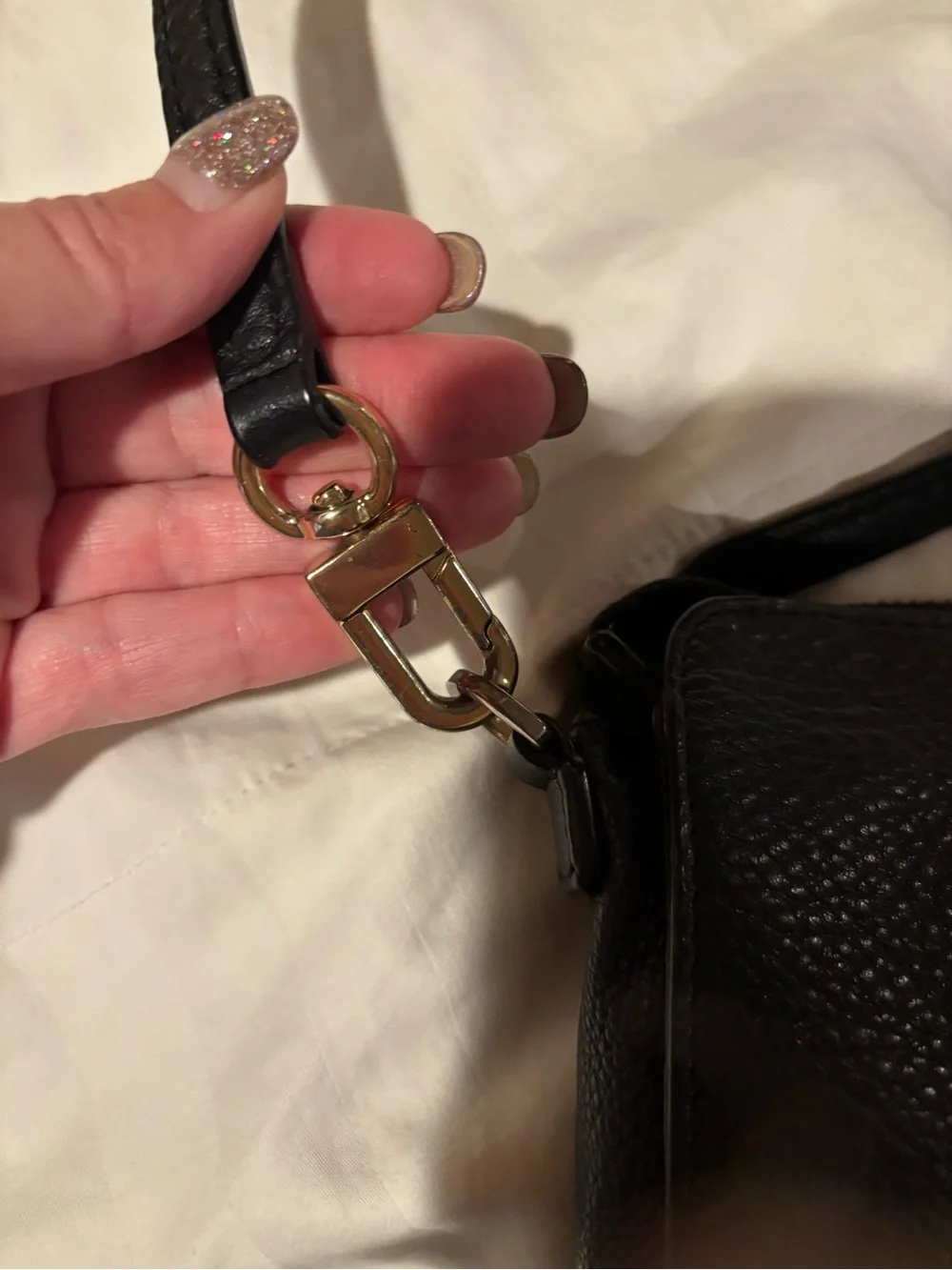 Tory Burch Black Pebble Leather Crossbody Small Bag With Gold Zipper
